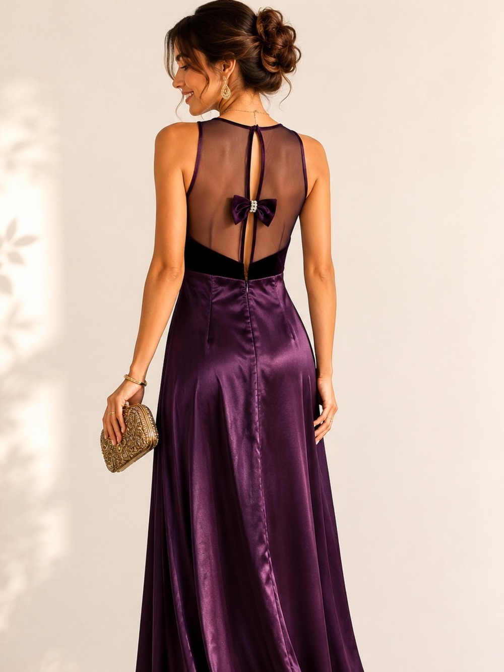 1990s VTG Late Edition Maroon Velvet Satin Sleeveless Empire Waist maxi Dress 10